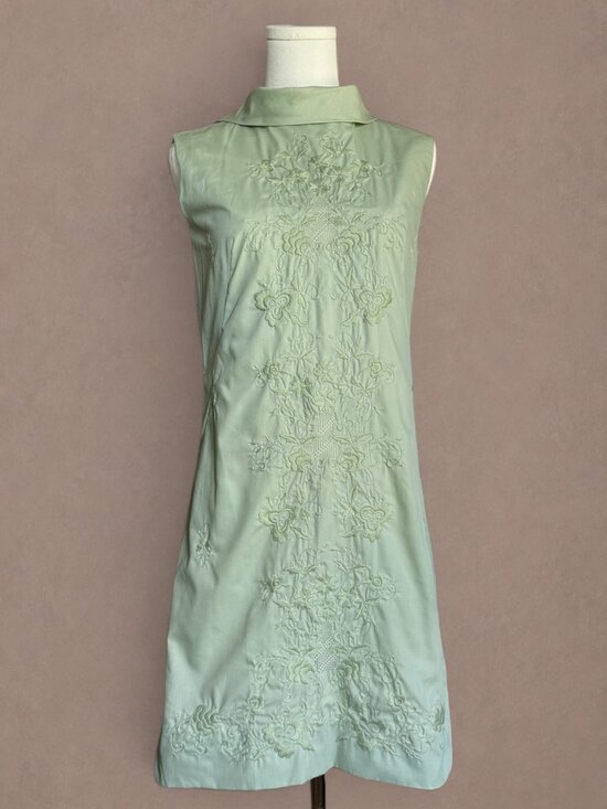 Dresses & Skirts - Sleeveless Mint Green Embroidered Mini Dress